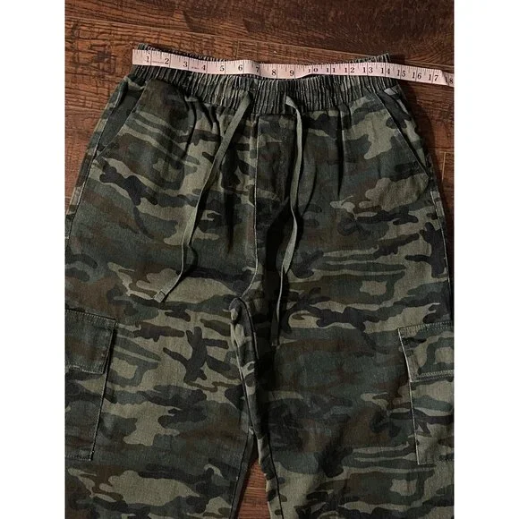 Mens Y2K Camouflage Cargo Pants Elastic Waist Drawstring100% Cotton Size Large - Picture 5 of 12